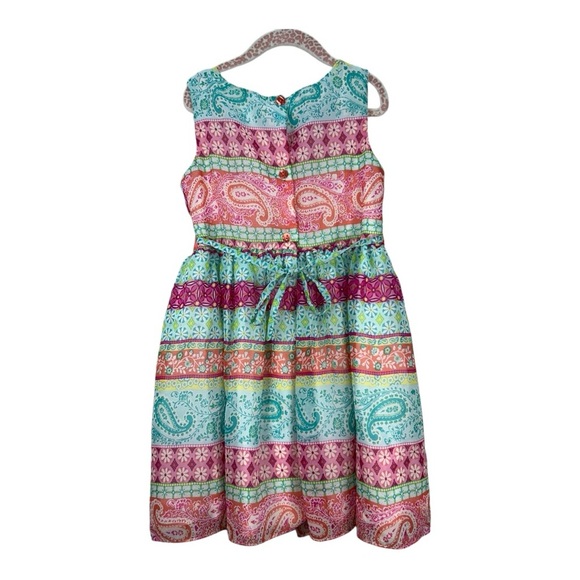 Youngland Girls' Multi-Printed Chiffon Dress with Lace and flower Size 6X floral - Picture 5 of 7